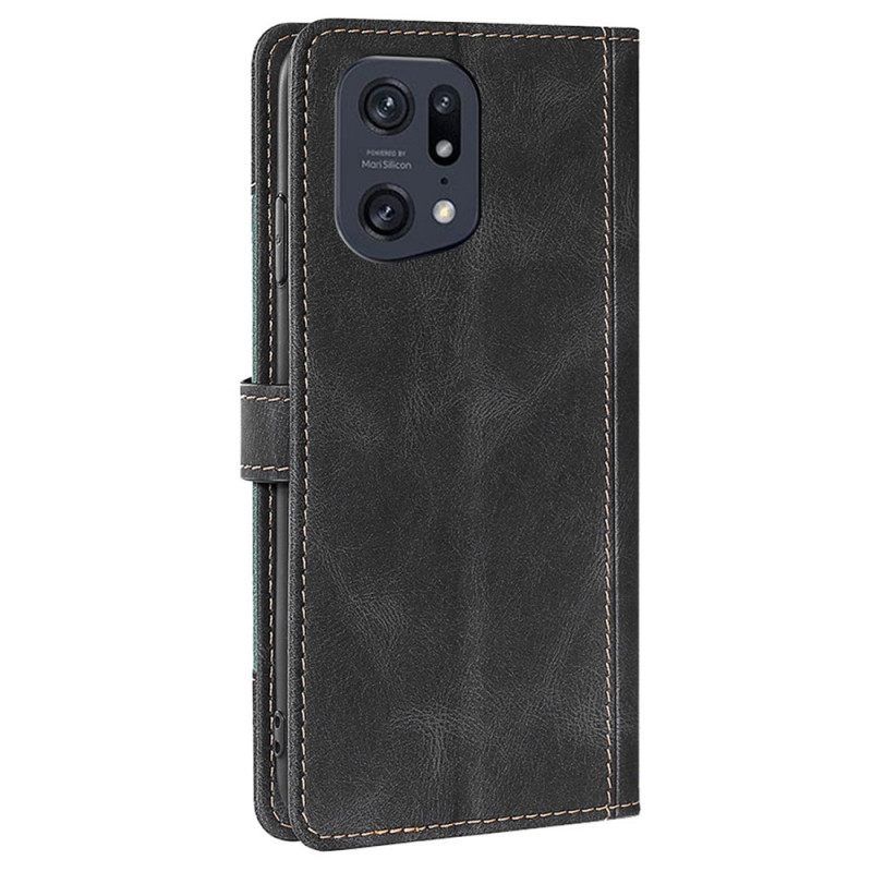 Θήκη Flip Oppo Find X5 Pro Faux Leather Bicolor Stylish